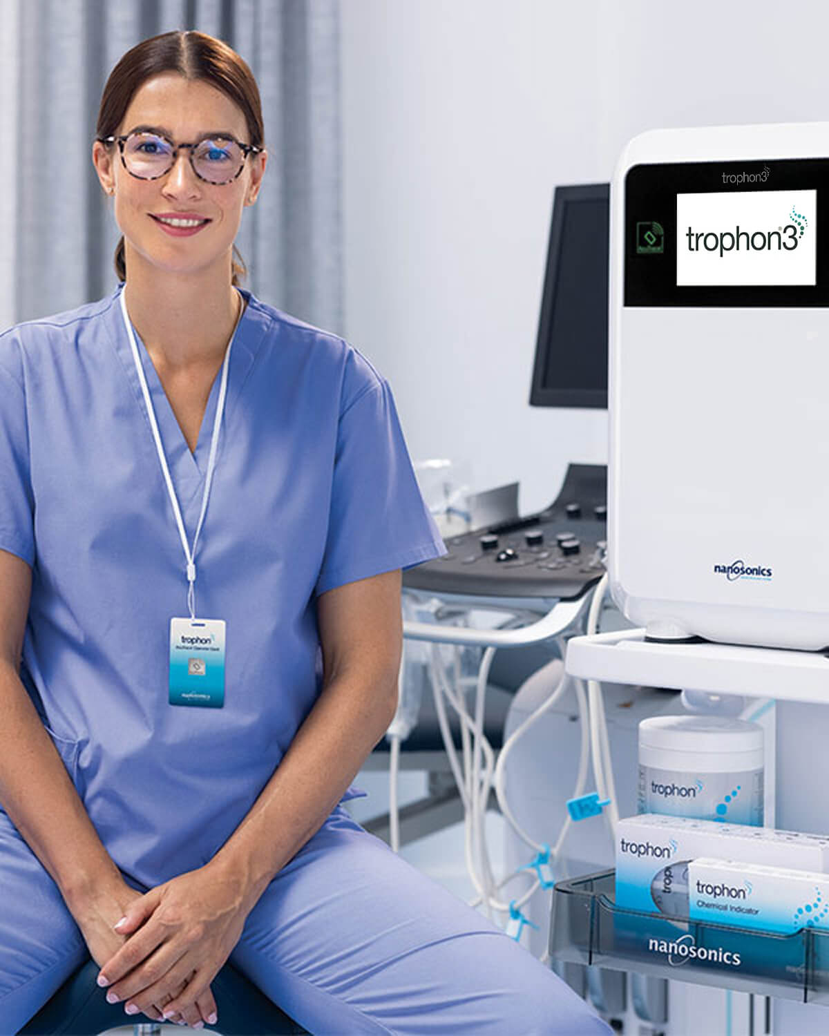 a nurse beside a trophon device